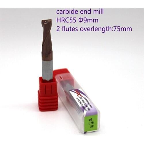 Router bit 9*10*75 of 2 flutes end mills HRC55 carbide end mills tungsten mills cutter CNC machine tool