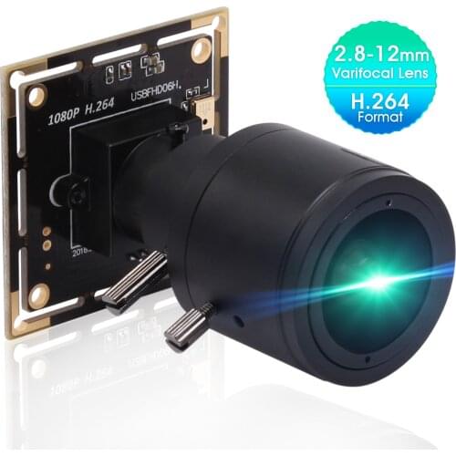 H.264 Webcam Low illumination 2Megapixel CMOS Sony IMX322 UVC USB Mini PC Camera Module With 2.8-12mm Varifocal lens