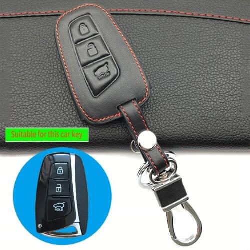 Exquisite bags main cases 100% leather sets Car key cases For Hyundai IX45 Santa Fe (DM) 2013 2014 2015 2016 3 buttons Key Shell