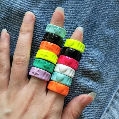 10Pcs New Design Candy Color Enamel Rings for Women Fashion Simple Finger Ring Wholesale Boho Jewelry Adjustable Size