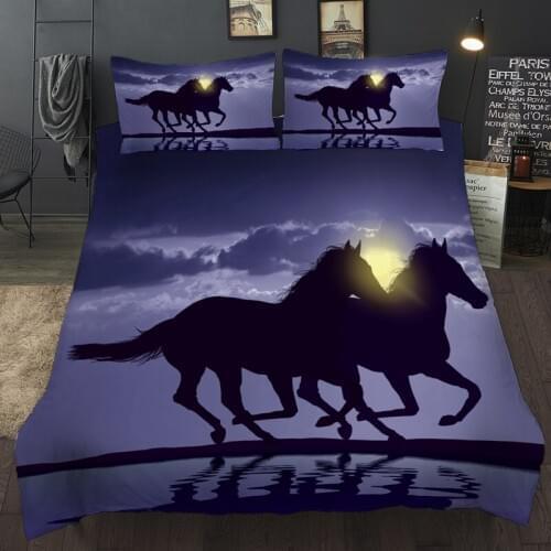 Moon Horse Bedding Set Luxury Single Double Bed Linen Queen King Twin Full Sizes Duvet Cover Set With Pillowcases For Home Adult