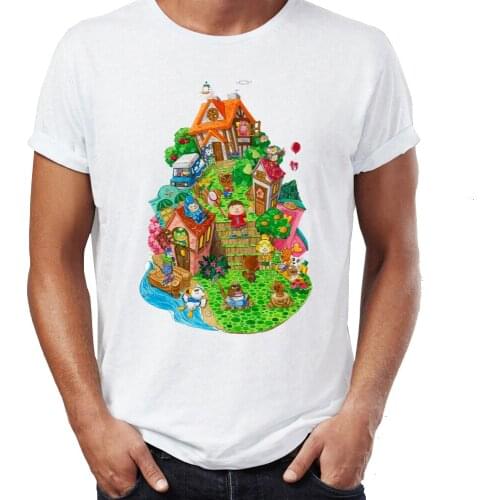 Summer Mens T-shirt Animal Crossing Villager Fang And Diana Gaming Tshirt Cool Tees Tops Harajuku Streetwear