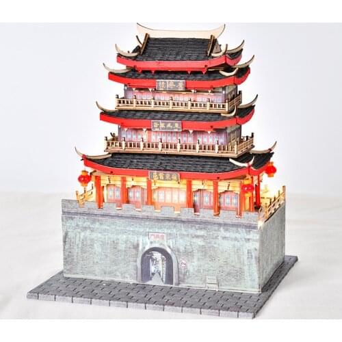Cutebee DIY Dollhouse Miniature with Furniture LED Model Building Blocks Toys for Children Boneca Chinese Folk Architecture BM