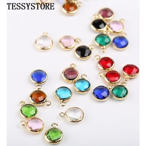 Fashion Round Shape Glass Pendant Copper Quartz Gem Stone Crystal Pendant For Jewelry Making Necklace Bracelet Accessories