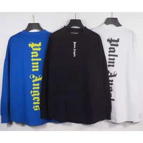 Palm Angels Letters Logo Mens and Womens Long Sleeve Cotton Streetwear Letter Print Casual Fashionable T-Shirt Gift Boyfriend