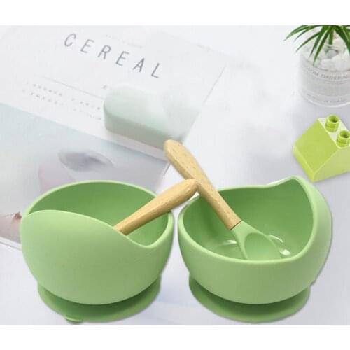 Creative Silicone Spoon Bowl Set with Suction Cup Convenient Baby Eating Training Anti-slip Dinnerware for Children