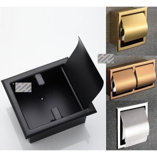 304 Stainless Steel Wall Recessed Built-in Toilet Tissue Roll Reel Paper Holder Rose Gold Matte Black Polished