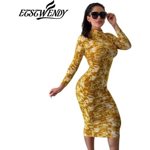 Autumn Women Clothes Bandage Dress Casual Long Sleeve Red Dresses Vintage Streetwear Sexy Slim Ladies Blue Print Dress Vestidos