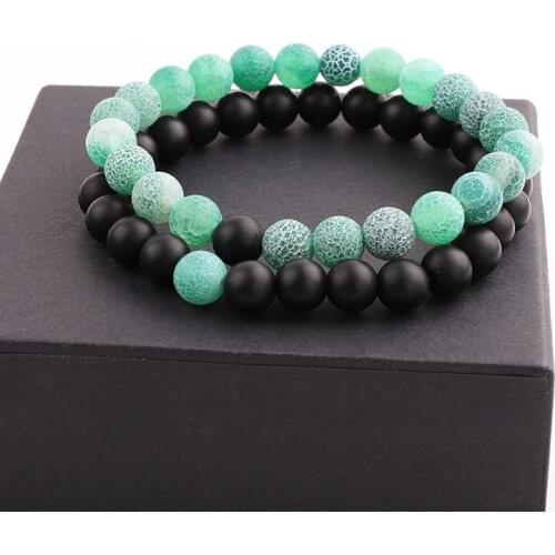 Couple Bracelet Natural Stone Matte Dull Beaded Elastic Adjustable Bracelet Women Men