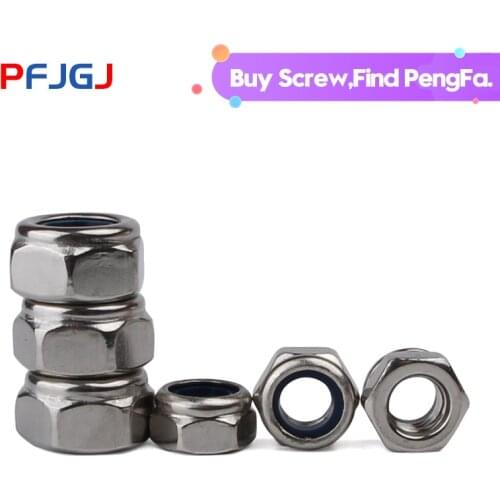 Peng Fa DIN985 M3 M4 M5 M6 M8 M10 M12 304 Stainless Steel Self-locking Nut Nylon Lock Nut Locknut Slip Nylon Hex Nut