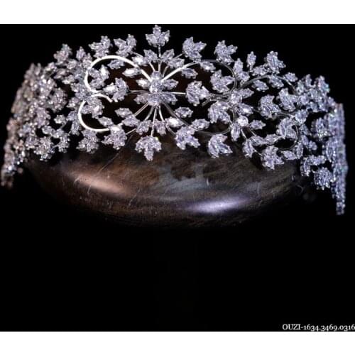 Stunning CZ Zircon Wedding Crowns Headbands Crystal Evening Hairbands Brides Hair Accessories Prom Jewelry