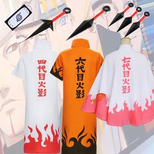 Harajuku Cosplay Anime charHalloween Christmas Party Costume Cloak Cape Seventh Hokage Sixth Fourth Cloak Weapon Kunai Headband