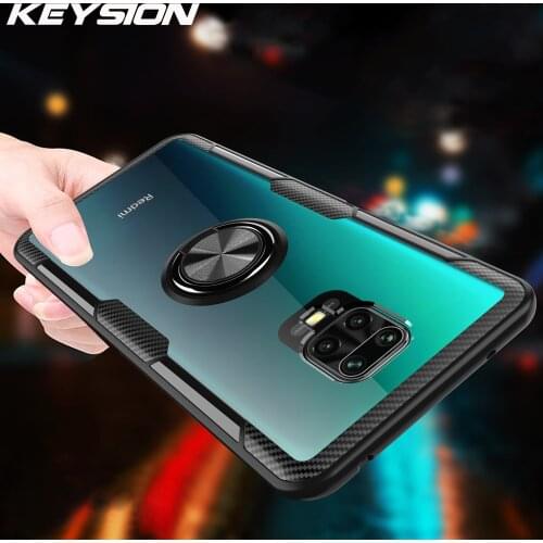 KEYSION Shockproof Case for Redmi Note 9S 9 Pro Max 8 T K30 X2 Clear Magnetic Ring Phone back Cover for Xiaomi Mi 10 Pro Note 10