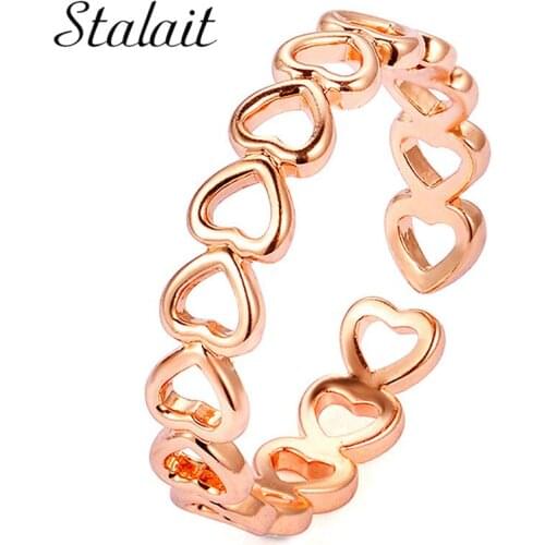 Adjustable Hollow Love Rings Rose Gold Color Wedding Copper Engagement Valentines Women Princess Wedding Ring New Arrival