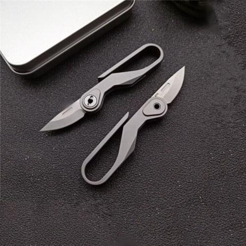 M390 Blade TC4 Handle Unboxing Mini Knife Razor Sharp Portable Folding Small Keychain Hanging Outdoor Camping Knife