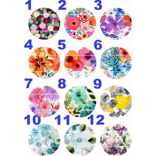 Handmade 10mm~30mm Colorful picture FLOWER Round Glass Cabochons for Necklace Decoration and Phone Chain Accessaries60/PCS-155