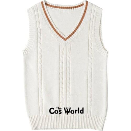 S-XXL Spring Autumn Orange Sleeveless Knit Vests Pullovers V Neck Sweaters For JK School Uniform Student Clothes