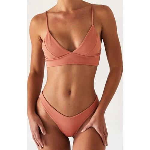 Sexy Push Up Padded Swimsuit Women Bikinis Set Solid Color Female Brazlian Bathing Suit Thong Swimwear Summer Beachwear Biquini