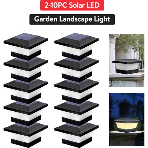 6LED Solar Powered LED Post Deck Cap Square Fence Landscape Lamp Light Waterproof IP65 Landscape Lamp Garden veiw Decorations