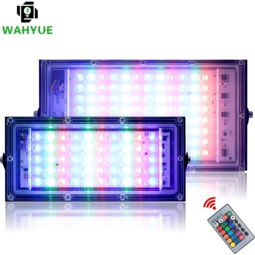 100W 50W RGB Flood Light Lamp Outdoor AC220V Garden Lighting Floodlight IP65 Waterproof Reflector Led Rgb Spotlight with Remote
