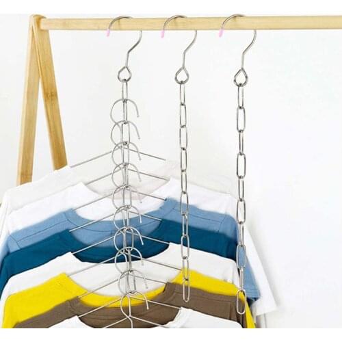 Stainless Steel Clothes Market Shop Display Hanging Chain Hooks With Ring Hanger Household Tools