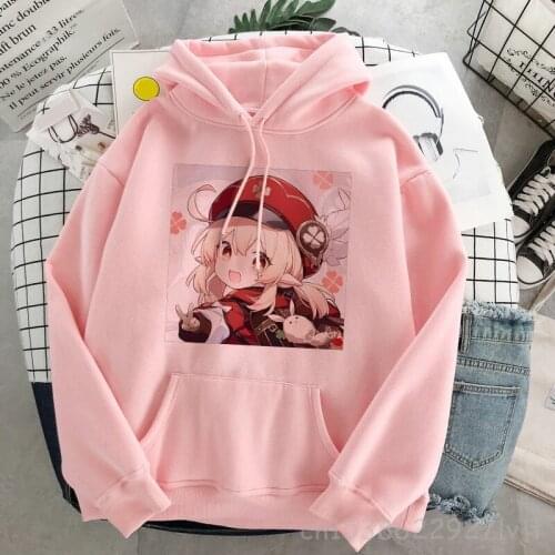 Pink Kawaii Genshin Impact Graphic Aesthetic Anime Punk Hoodie Sweatshirt Women Long Sleeve Fashion Streetwear Tops Tees