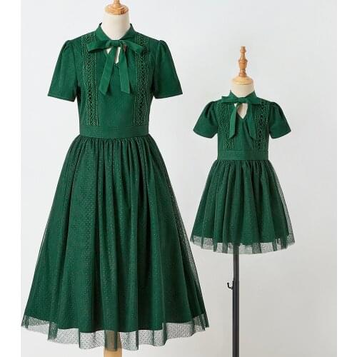 PopReal Parent-Child Outfit Fashion Lace Mom Daughter Dress Family Matching Clothes Mother And Daughter Outfits Hollow Out