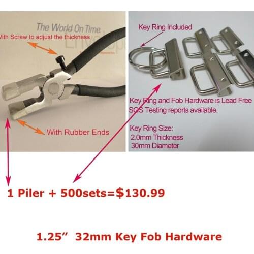 1 Key Fob Hardware Plier + 500sets 32mm SILVER Color Key Fob Hardware Combo Package