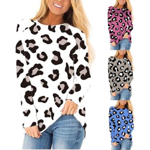 2021 Women Winter Clothes Fashion Leopard Print Minimalism Oversize Comfortable Young Girls Tops Harajuku Clothing Keep Warm