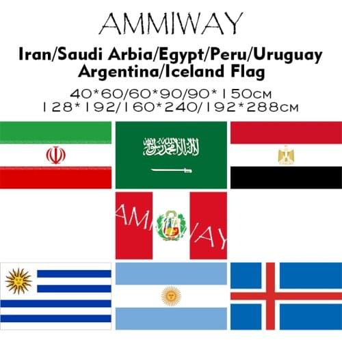 AMMIWAY Any Size Iran Saudi Arabia Egypt Peru Uruguay Argentina Iceland Single Double National World Country Flags and Banners