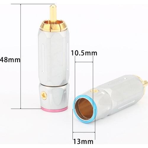 Audiocrast 24K gold Plated RCA Audio Plug Analogue Cable Connector HIFI 10mm cable rca plug