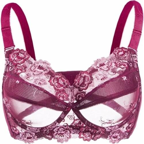 34 36 38 40 42 44 46 48 B C D E F G H BAICLOTHING Plus Size Womens Full Coverage Underwire Floral Embrodiery Thin Bra Lingerie