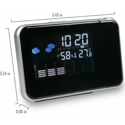 Time Projection Digital Alarm Clock LED Display Snooze Wall Clock with Weather Station Thermometer Date Display USB Charger