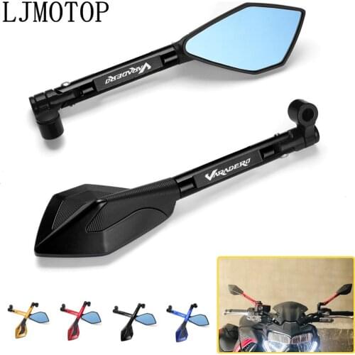 CNC Aluminum Motorbike Handlebar Mirrors Blue Rearview Mirror Convex For HONDA XL 125V XL125V Varadero 2001-2010 2012 2013 2014