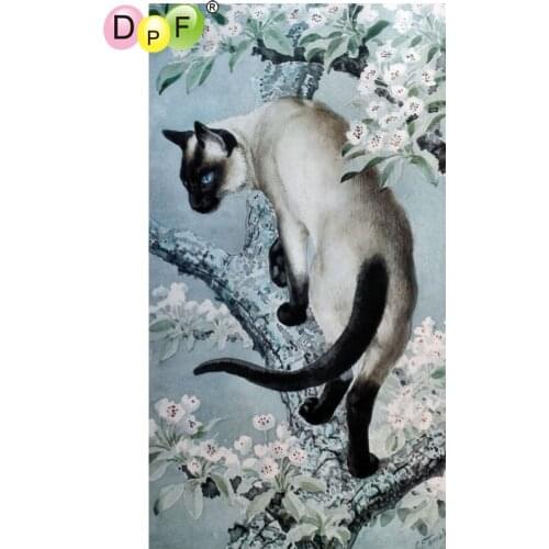 DPF DIY The cat on the tree diamond painting cross stitch home decor diamond mosaic square crafts diamond embroidery needlework