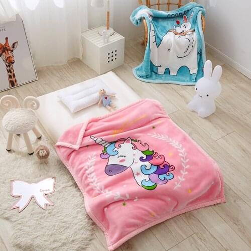PET Cartoon Unicorn Double-Layer Thickened Warm Winter Blanket For Infants And Children