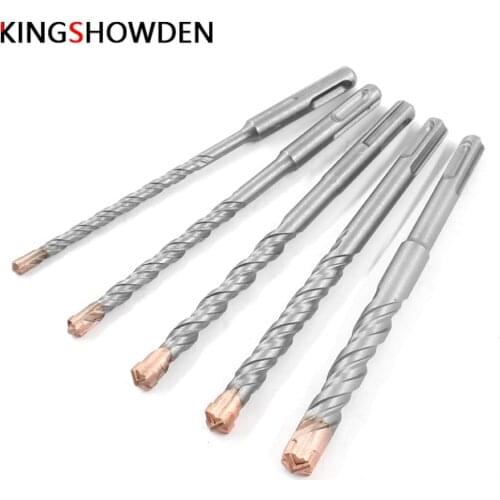 5Pcs Tungsten Steel Electric Hammer Concrete Drill Bit Round Shank Cross Impact HSS Hard Drilling for Electric Drills Cutting