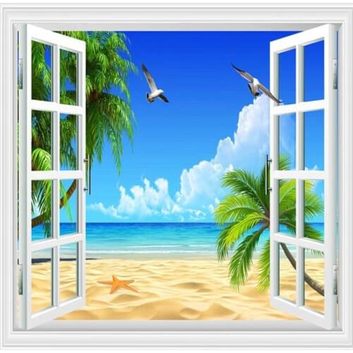 Photo wallpaper 3D false windows mural theme hotel bedroom living room Lavender background wallpaper mural
