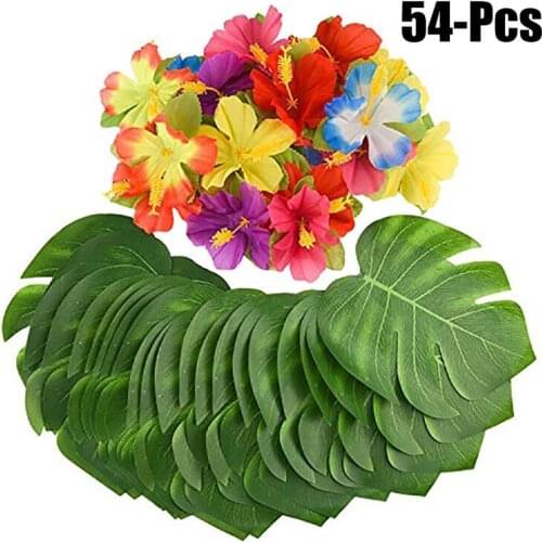 24Pcs Artificial Flowers Decor Party Decor Flowers Artificial Party Flowers With Fake Leaf Hawaiian Party Decor Accessories