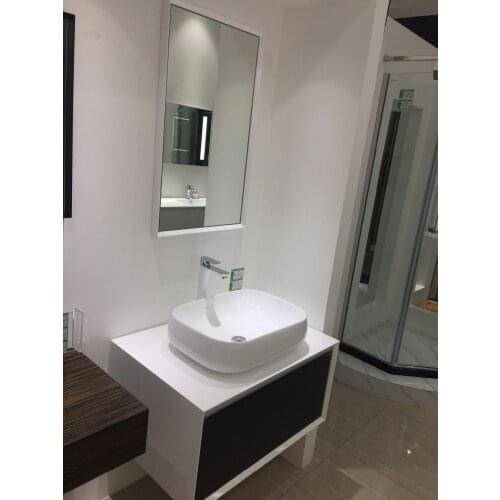 800mm Counter Top Ceramic Washbasin Solid Wood Vanity Cloakroom Black Drawer Wall Mounted Cabinet Mirror 20111