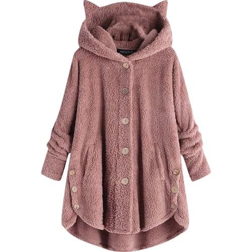 Fashion Cat Ear Plush Sweater Casual Winter Warm Hooded Coat Ladies Female Streetwear Women Long Sleeve Blusas Jumper#f3