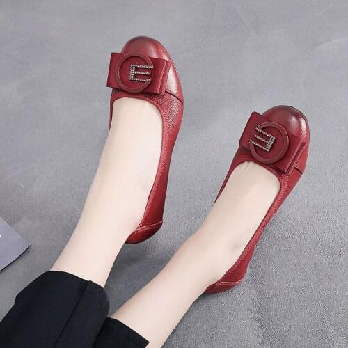 Womens Shoes Fashion Women Flats Genuine Leather Loafers Womens Moccasins Flats Ladies Shoes Female Slip On Ballet Flat Shoes