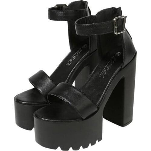 2020 New Summer Open Toe Platform Shoes Women Waterproof Casual Ladies Shoes PU Buckle Strap 14CM Thick High Heels shoes woman