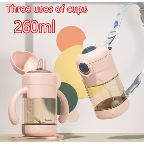 New naughty baby straw cup printing anti-choke handle sling feeding duckbill cup gravity ball drinking water learning cup