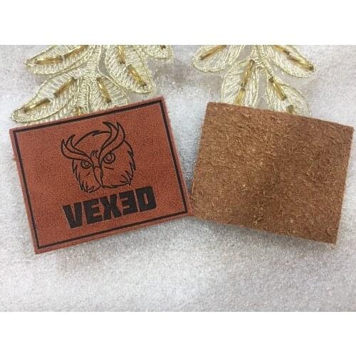 Custom leather labels in high quality for clothes / jeans / bags, artificial leather label, PU patches , debossed/engraved logo