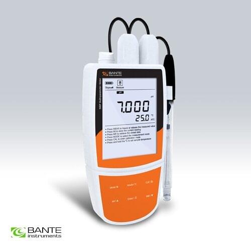 Multiparameter portable water quality meter pH ORP mV conductivity TDS temperature tester USB data 1 to 5 points cal ATC