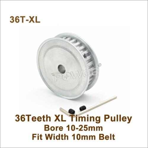POWGE 36 Teeth XL Timing Pulley Bore 10-20mm Fit W=10mm XL Belt 36T 36Teeth XL Synchronous Belt Pulley Trapezoid 36-XL AF