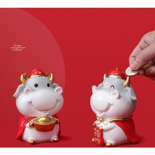 Festival Ornament Zodiac Cattle Ox Year Cion Bank Wedding Room Desktop Decor