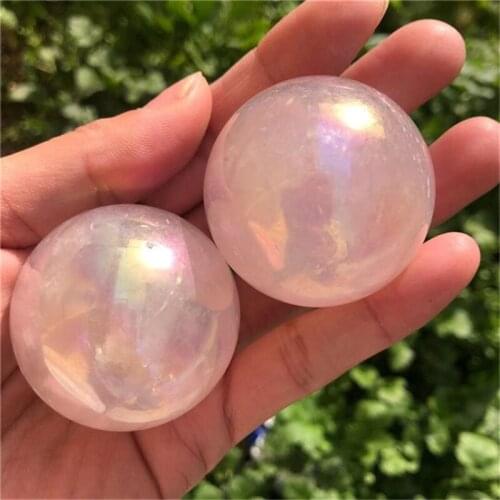 Natural colorful sphere angel aura rose quartz ball crystals for home decoration