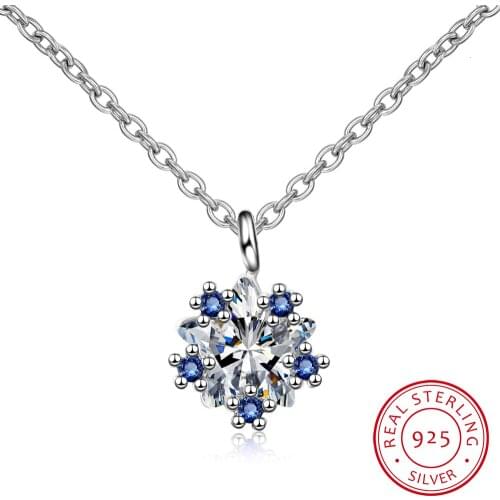 Drop Shipping 925 Sterling Silver Chain Necklaces Snowflake Star Pendants&necklaces Jewelry Collar Colar De Plata